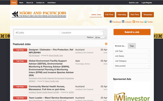 Maori Pacific Jobs website