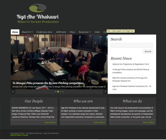 Nga Aho Whakaari website