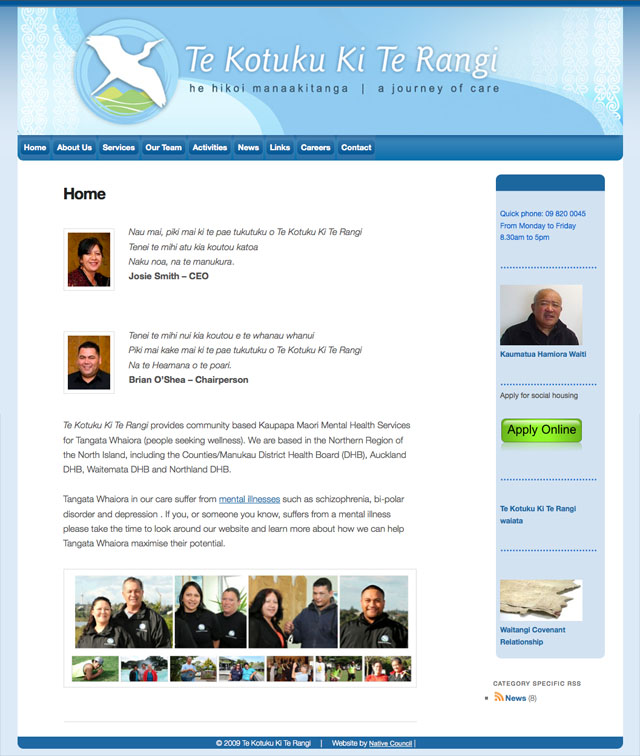 Te Kotuku website